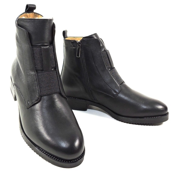 Chiara Colini Shoes - CHIARA COLINI 🇮🇹 WOMEN'S BLACK SOFT LEATHER COMFORT FUR WINTER BOOTIE